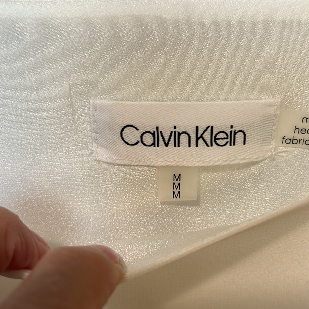 Calvin Klein Sheer Red & Black Kaftan Dolman Blouse Size M - Picture 3 of 4